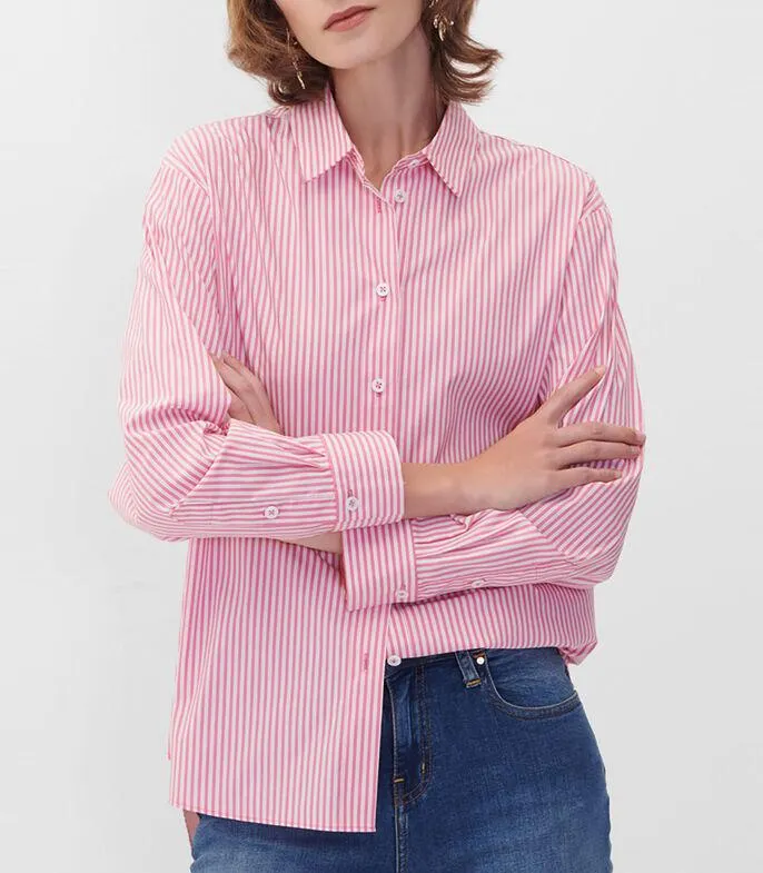 Camisa a Rayas Ruedo Asimétrico Mujer