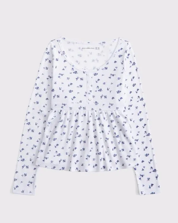 long-sleeve babydoll button-through tee
