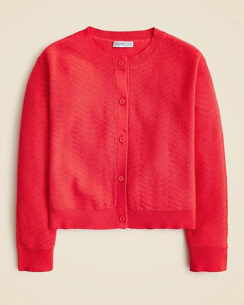 Girls' cardigan in herringbone cotton