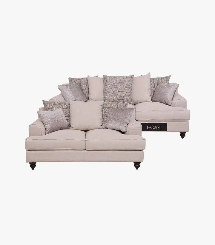 Sala Gabbana de tela color taupe - Sofá y Love Seat