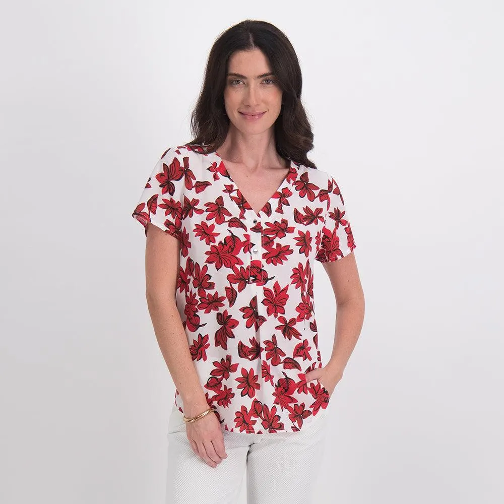 Blusa Floral Manga Corta
