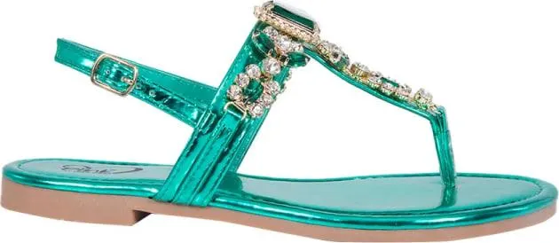 sandalia plana con piedras