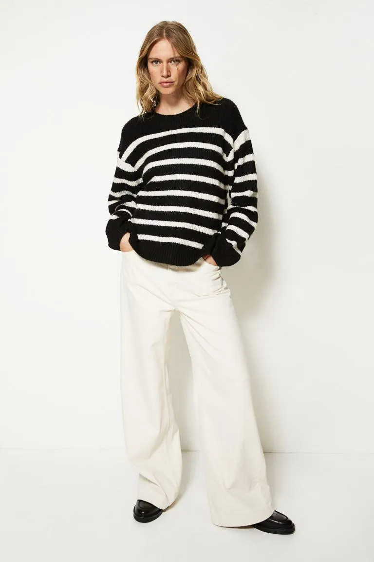 Suéter en tejido acanalado