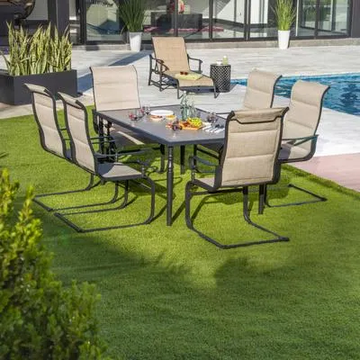 JUEGO DE JARDÍN GLENRIDGE GRIS 7 PIEZAS SLING ESTRUCTURA DE ACERO