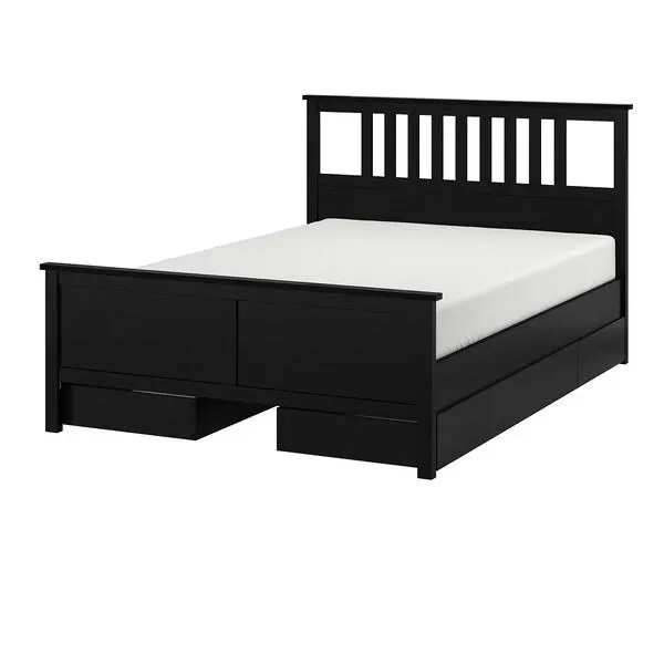 Base de cama con 4 cajones, negro-café,