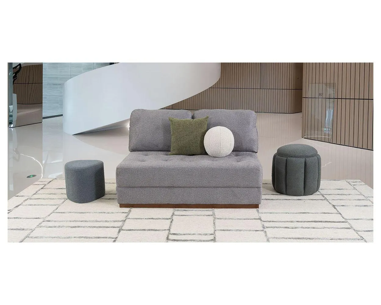 Sofá 2 Plazas Sin Brazos Tifany Plus Gris Acero