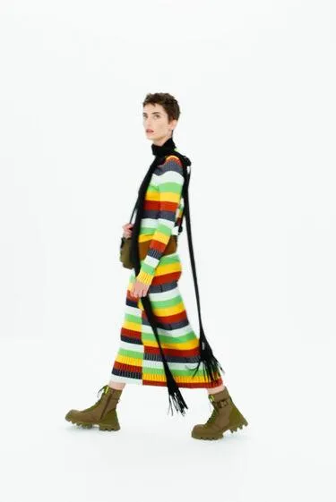 Vestido punto midi rayas