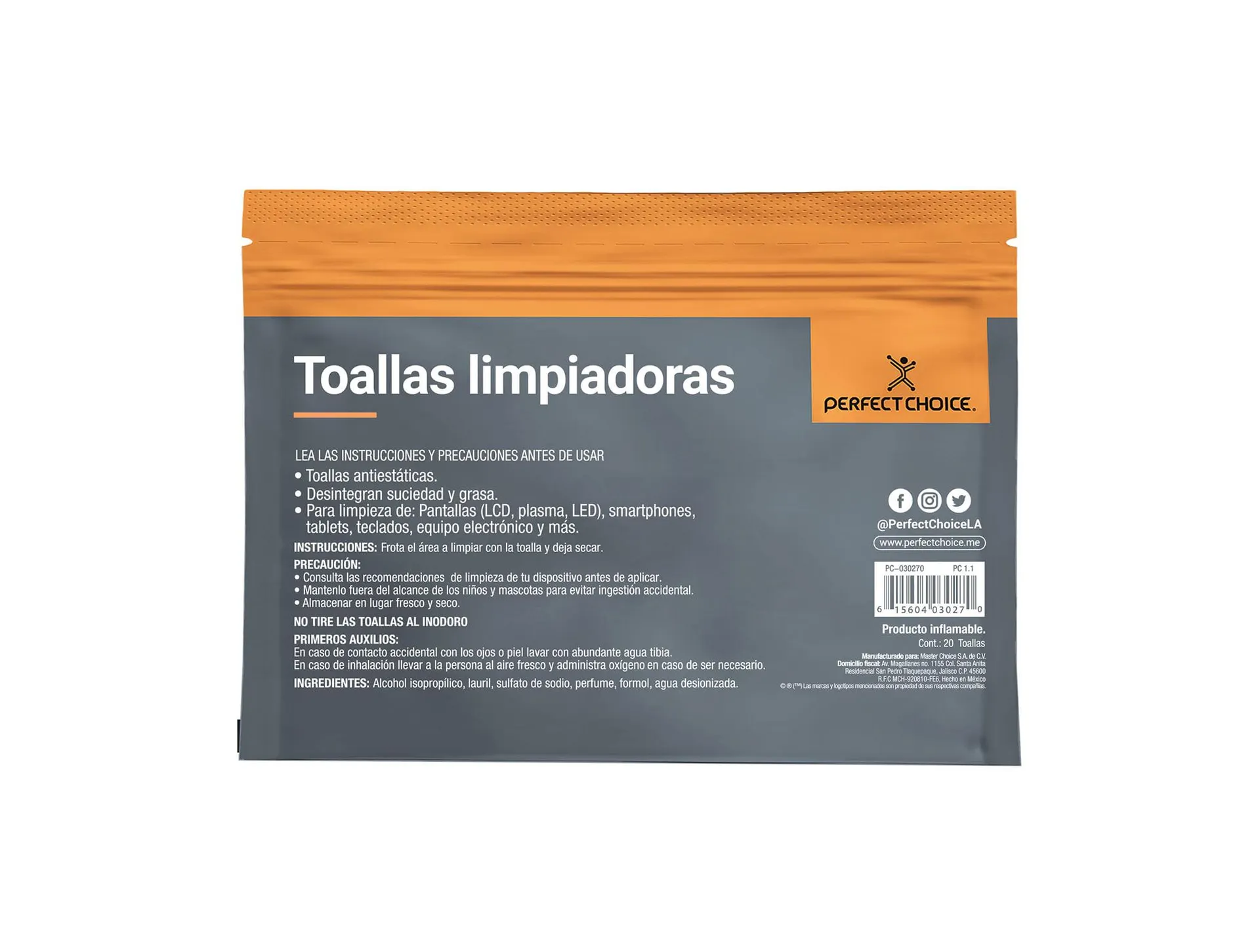 Toallas Limpiadoras Perfect Choice Para Pantallas PC-030270