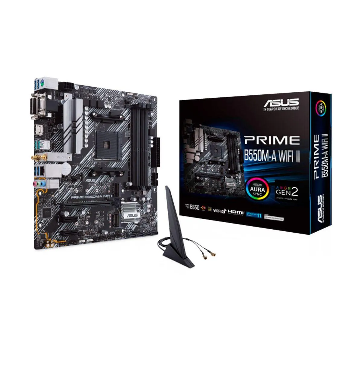 Asus Tarjeta Madre PRIME B550M-A WIFI II, AMD Ryzen, AM4, DDR4 Negro