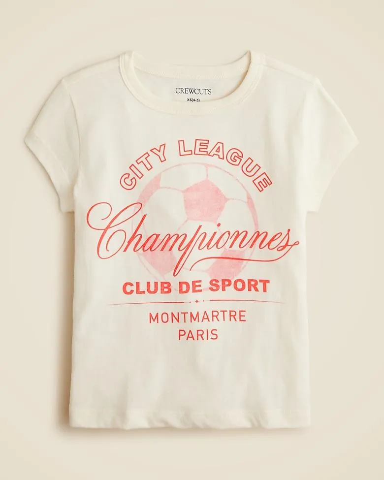 Girls' short-sleeve soccer club graphic T-shirt