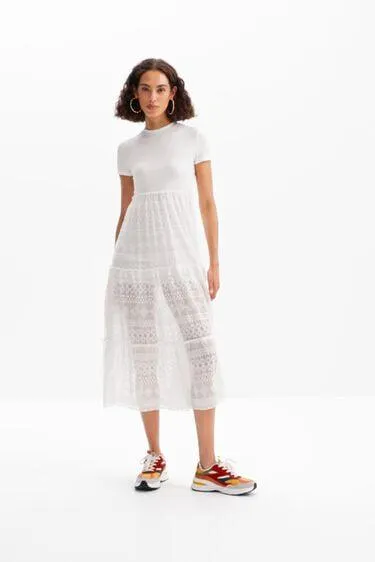 Vestido combinado midi tul