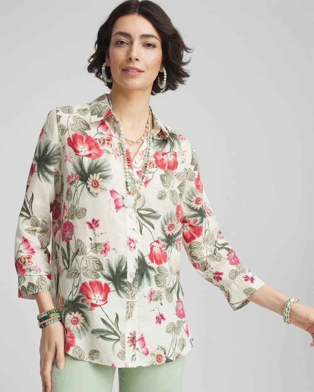 No Iron ™ Garden Floral Linen Shirt