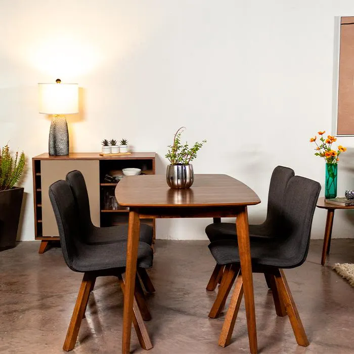 Silla Tela Gris Oxford/nogal Zoa