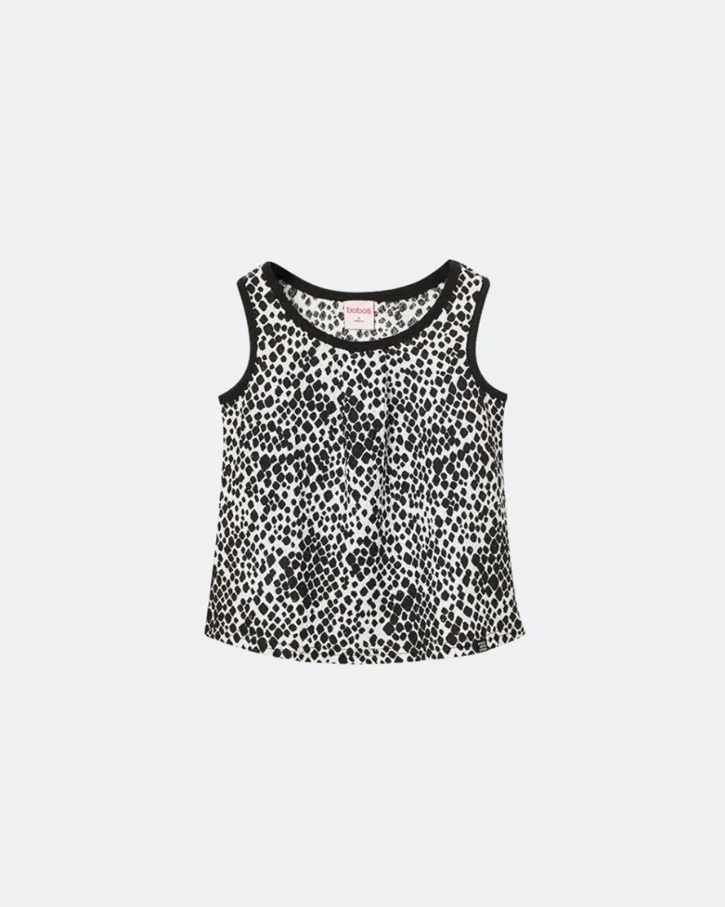 Top de crepé para niña con estampado en color negro y blanco