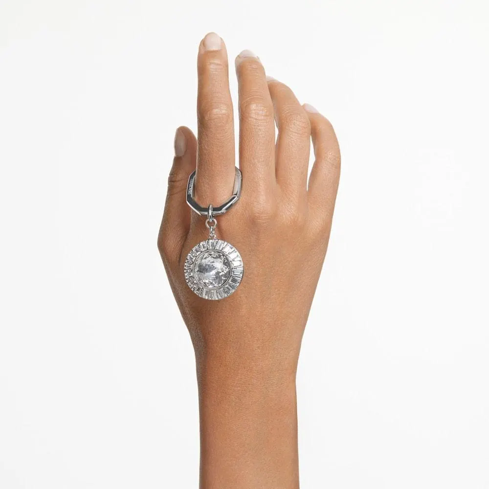 Llavero, Talla redonda, Blanco, Recubrimiento en rodio