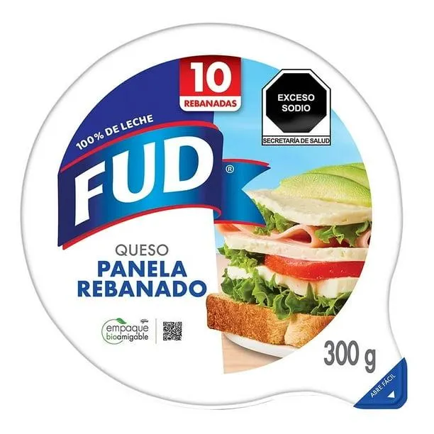 Queso panela FUD 43 10 rebanadas cuadradas 300 g
