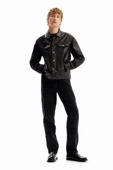 Chaqueta trucker piel