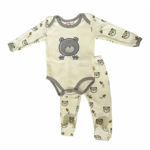 Pañalero con Pantalón Baby Circus Unisex Talla 3 Meses Ositos Beige 2 Piezas