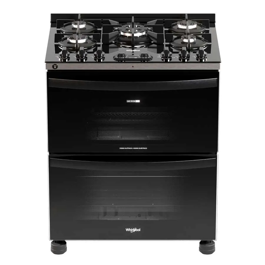 Estufa de Gas Xpert Air Cooking Doble Horno con 5 quemadores Acero Inoxidable Negro