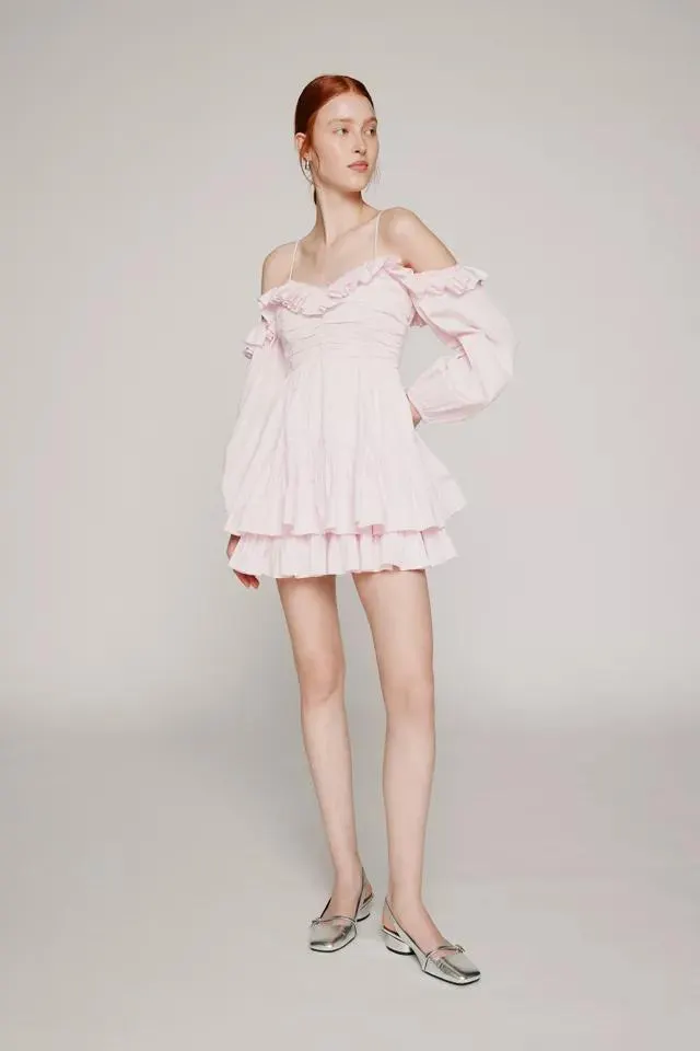 Love Shack Fancy Zennia Off-The-Shoulder Mini Dress