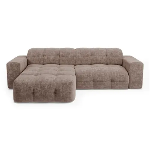 Sia Home - Hoekbank links MAEL - fluweel met reliëf - mol - 230cm