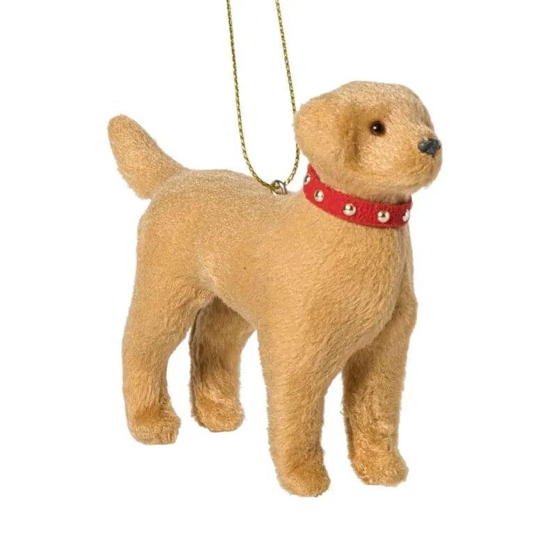 Kersthanger golden retriever met sjaal - bruin- 12x10.2x5 cm
