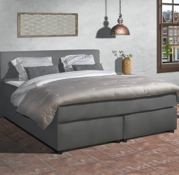 Mörgenn Complete Boxspring Parga Lederlook - grijs