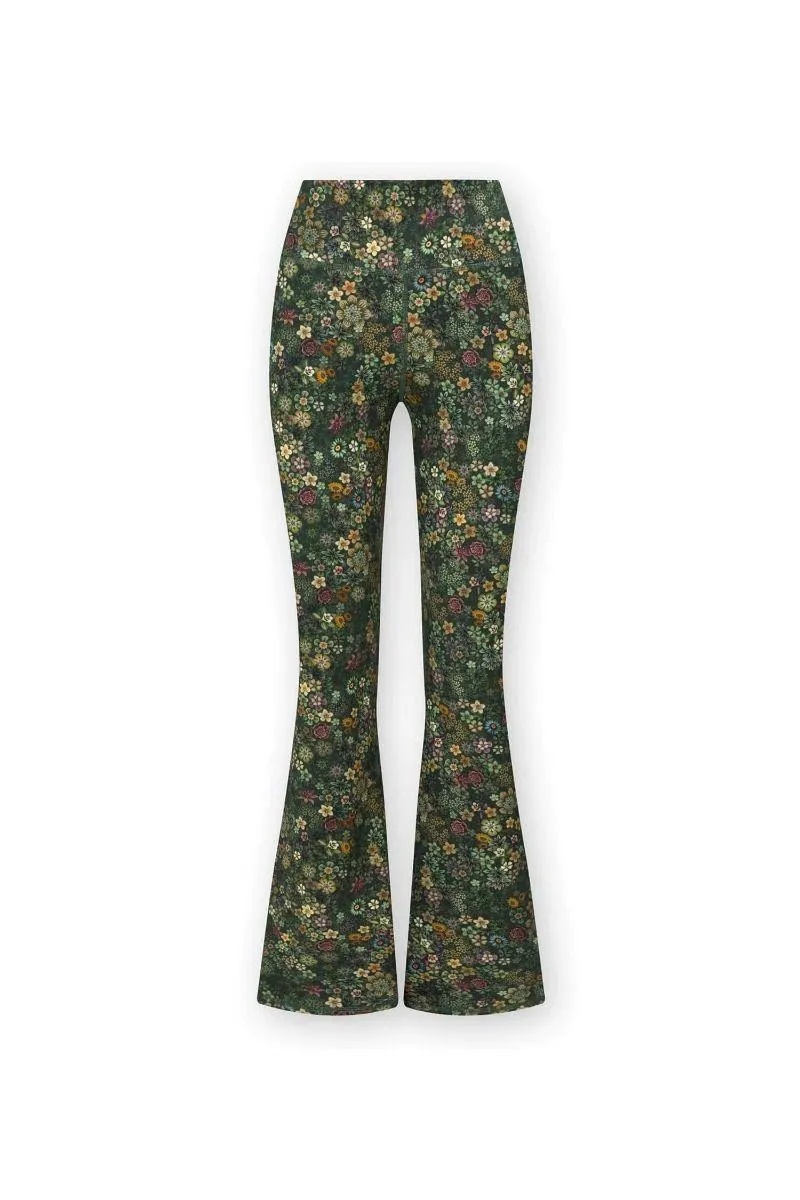 Lange Flared Sportlegging Lange Tutti i Fiori Donkergroen