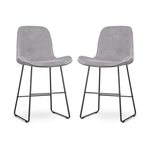 Nolon Nino-Fé Barkrukken Set van 2 Ribstof Warm Grijs - Zwart - 65 cm