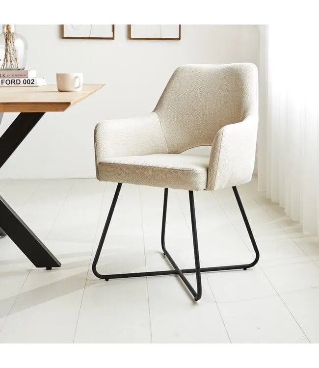 Eetkamerstoel met armleuning Suzy crème