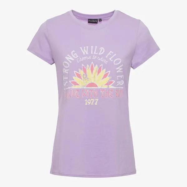 TwoDay dames T-shirt paars met opdruk