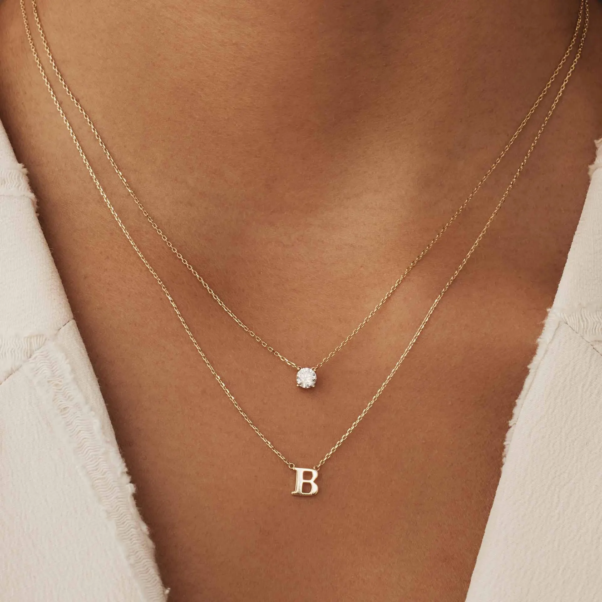 Le Marais Chloé 14 Karaat Gouden Initial Ketting IB340134 (Letter: A-Z)