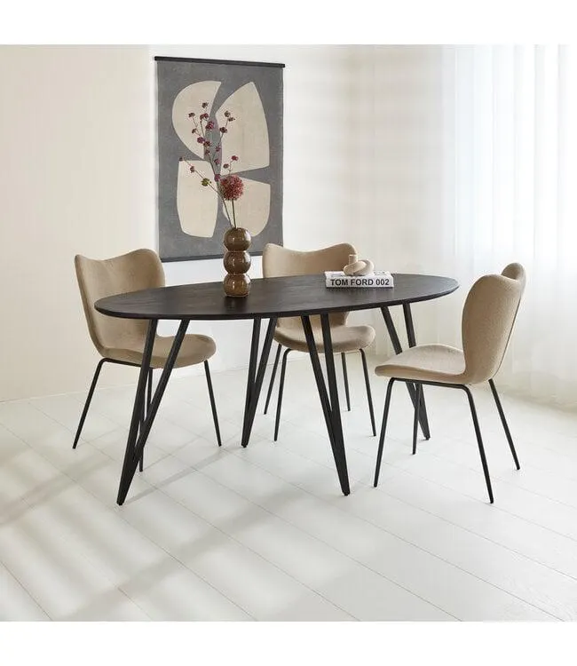 Zwart ovale eettafel Cesar 190x100 cm
