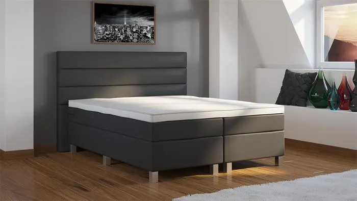 Boxspring Toronto Skai Leer Compleet Vlak