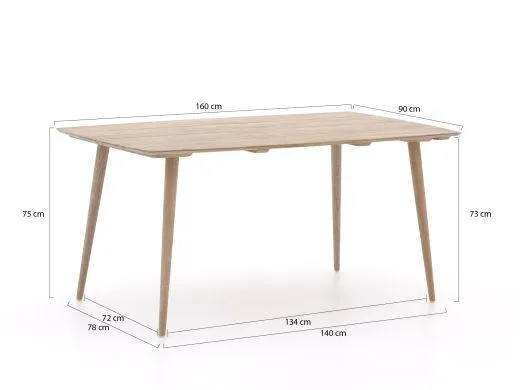 Manifesto Cavone/ROUGH-K 160cm dining tuinset 5-delig stapelbaar