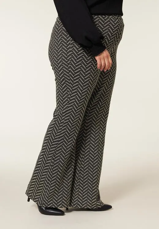 Broek flared print wit 32"
