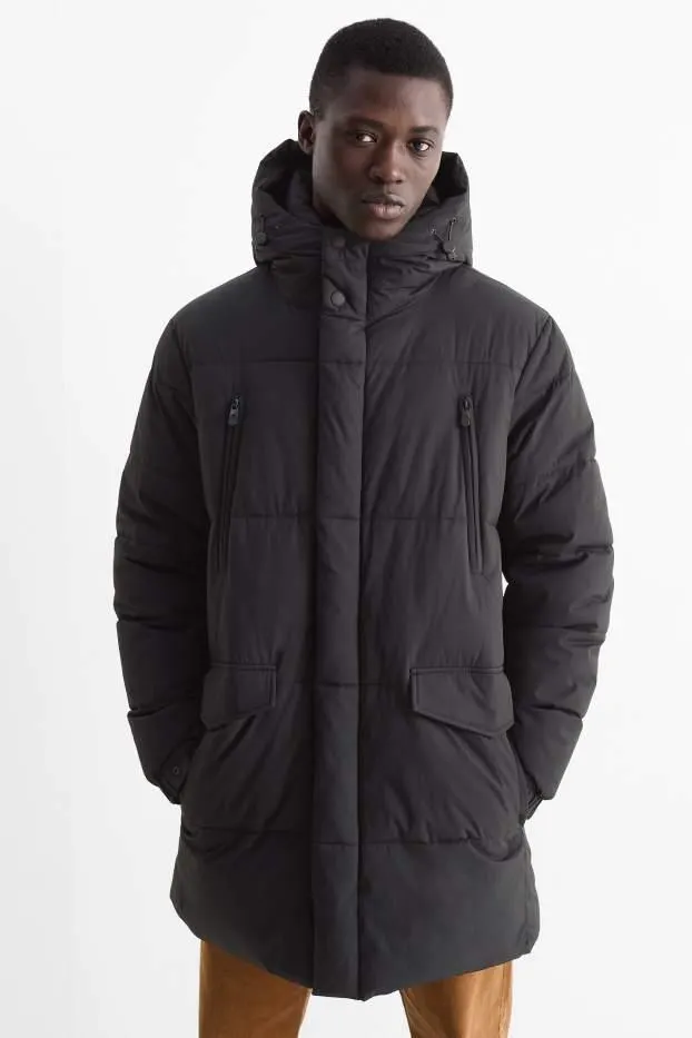 Quilted coat with hood