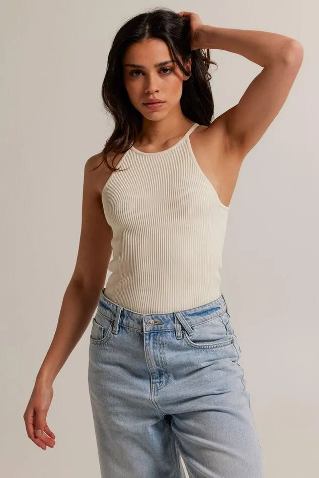 Basic top met ronde hals