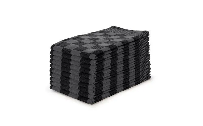 Elegance Theedoekenset Blok 65x65cm - zwart - set van 10
