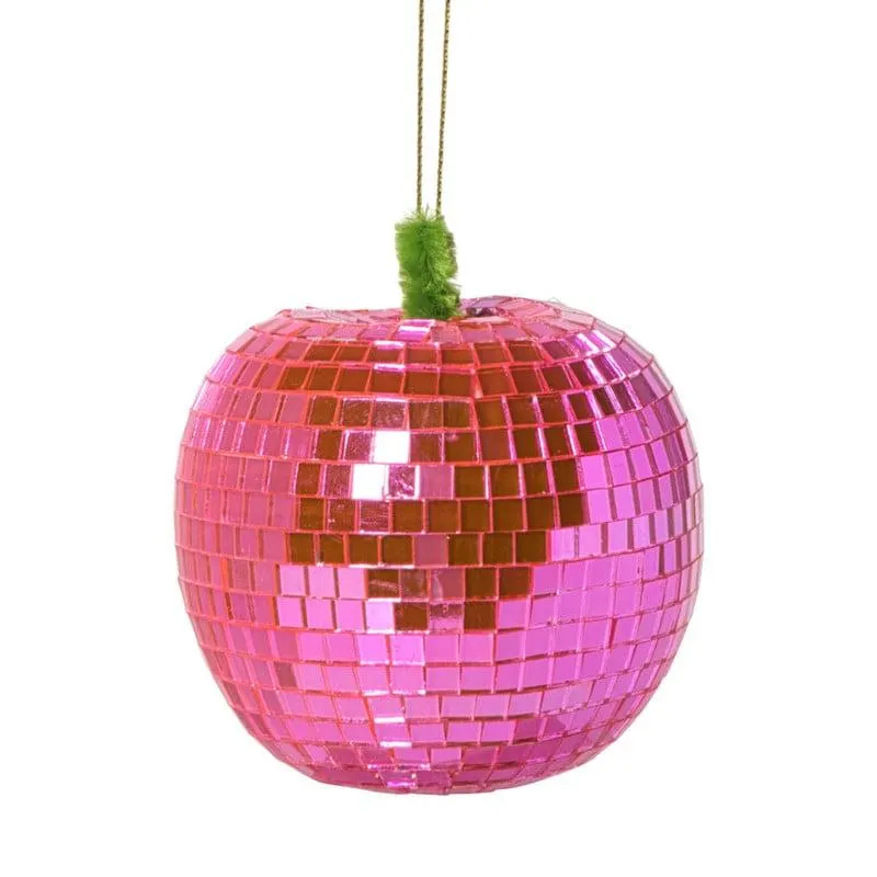 Kersthanger disco appel - paars - 9.5x7.8x7.8 cm
