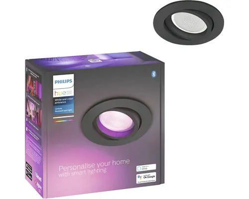 PHILIPS Hue White and Color Ambiance LED inbouwspot Centura Ø 90 mm zwart