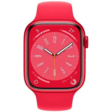 Apple Watch Series 8 45mm Rood (Rode Siliconenband)
