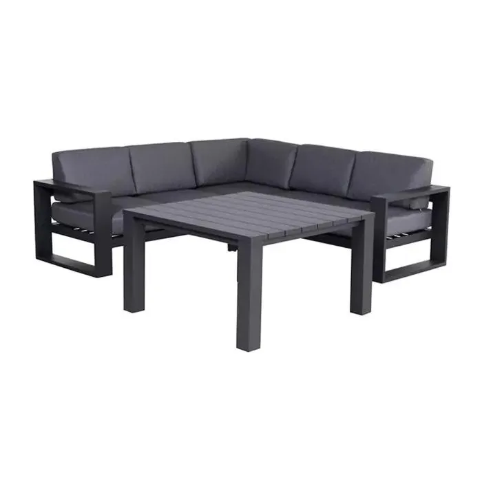 Plaza 4-delig lounge dining set - donker grijs