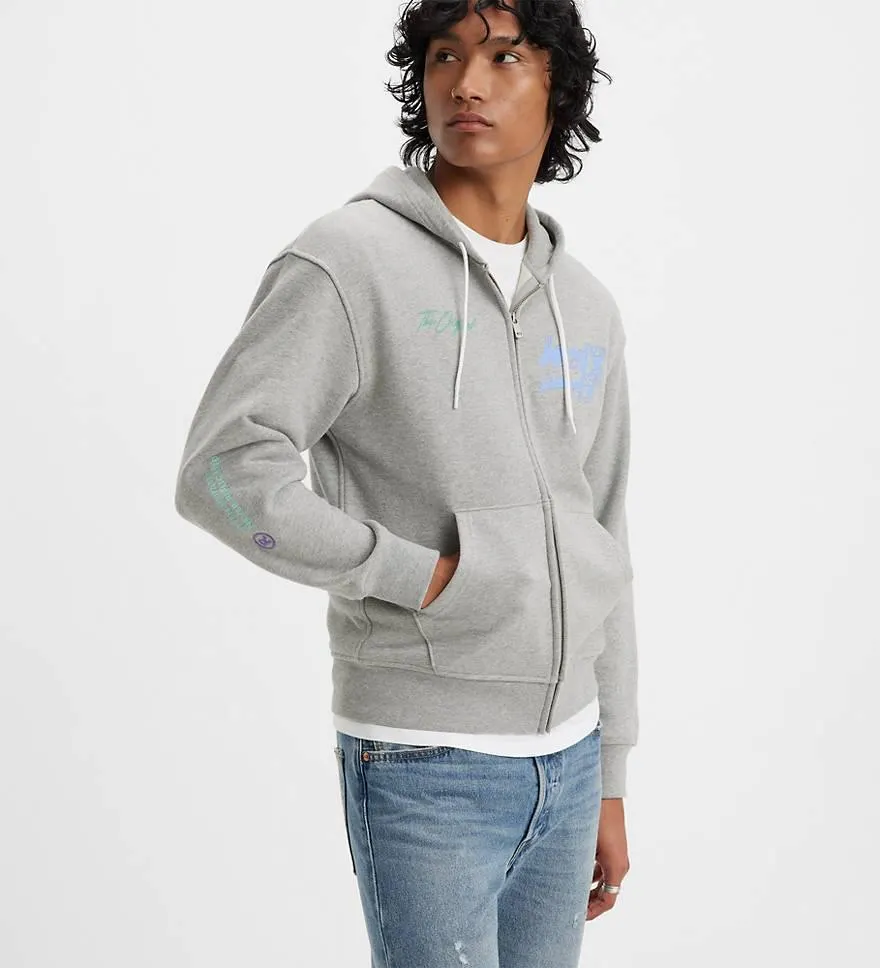 Relaxed Graphic Zip-up Hoodie