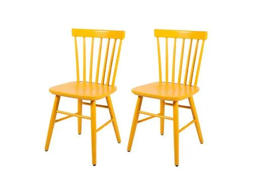 MaximaVida houten spijlenstoel Maxime okergeel - doos per 2 stuks