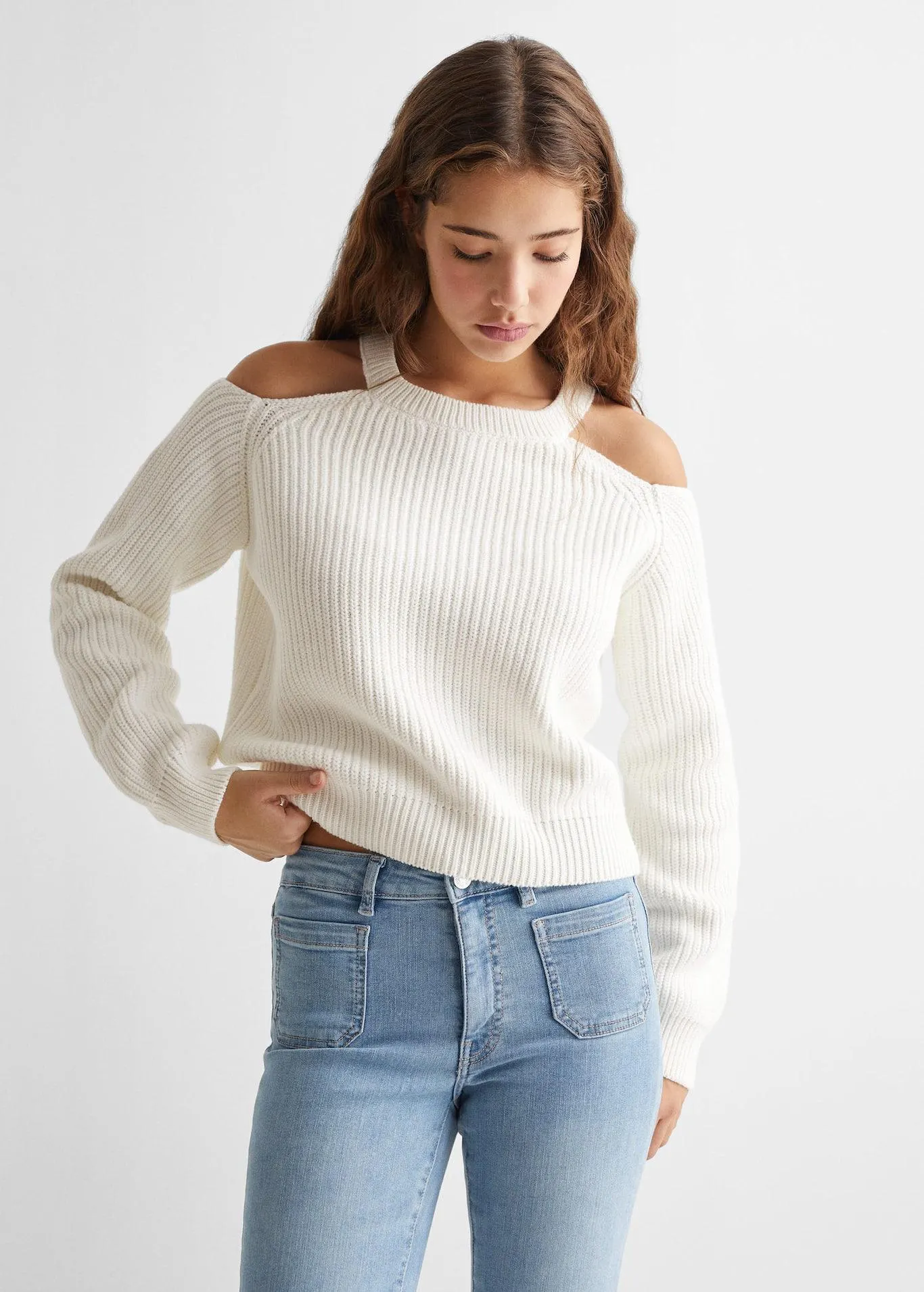 Off-shoulder trui