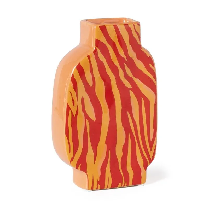 Vaas zebra - rood/oranje - 20.8x13x5.2 cm