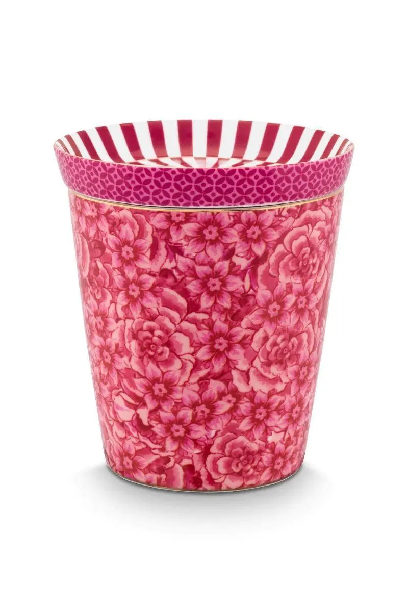 Royal Stripes Mok Bloemen & Theetip Donkerroze