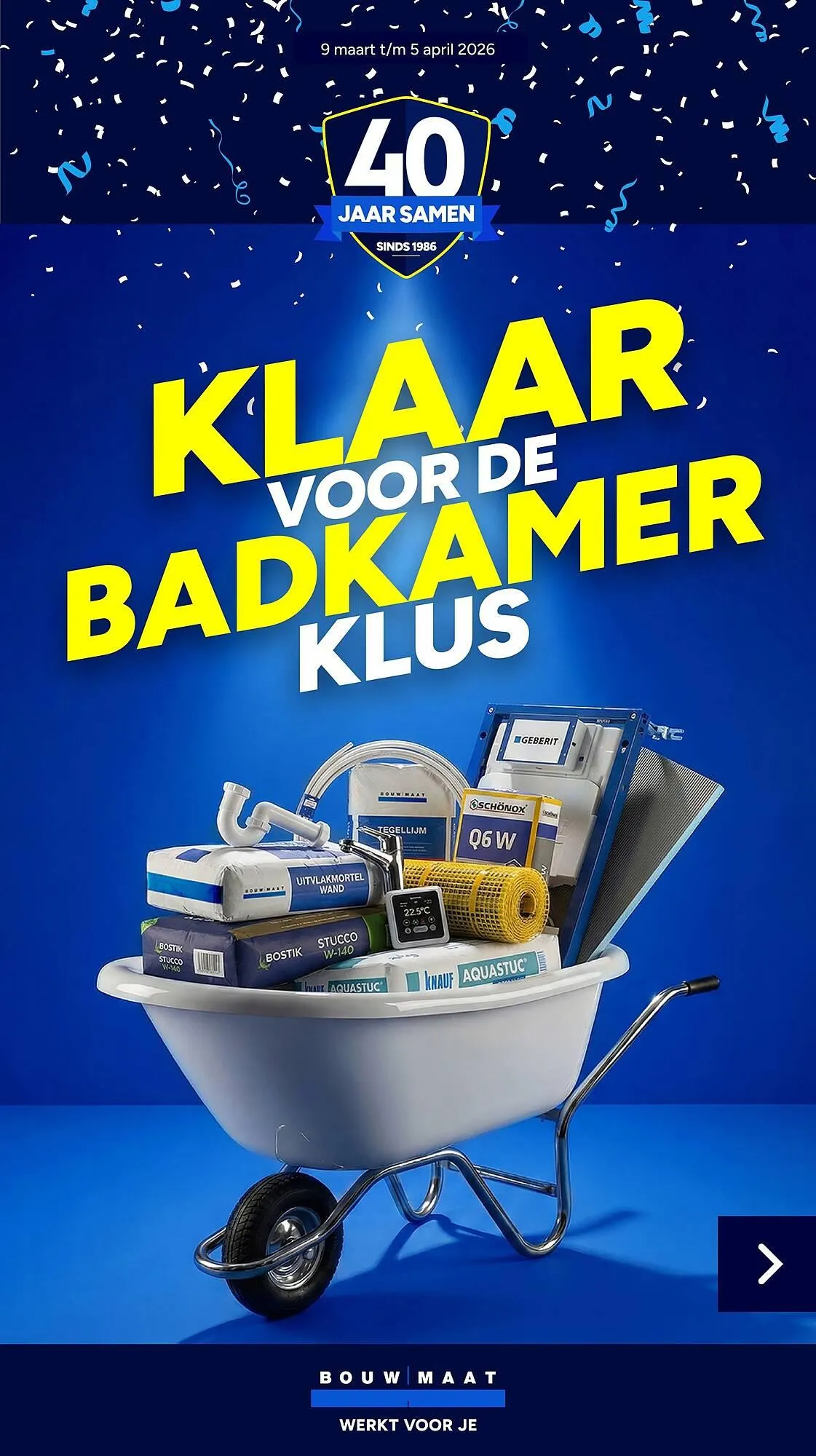 BOUWMAAT folder van 9 maart tot 6 april 2026 - Folder pagina 1