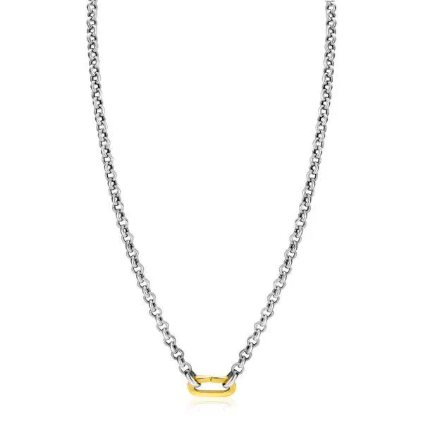 ZINZI zilveren jasseron ketting 42cm met ovale sluitring ZIC2377
